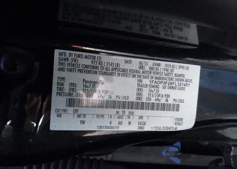 2015 Ford Focus Se z USA, uszkodzony, nr VIN 1FADP3F28FL321451